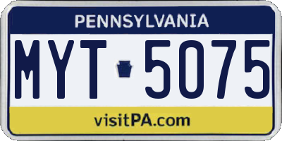 PA license plate MYT5075
