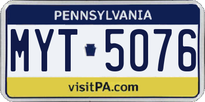 PA license plate MYT5076
