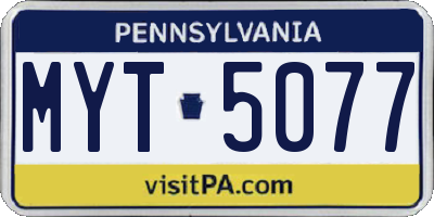 PA license plate MYT5077