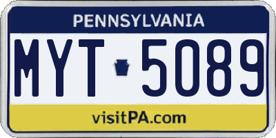 PA license plate MYT5089