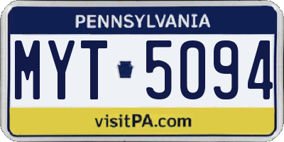 PA license plate MYT5094