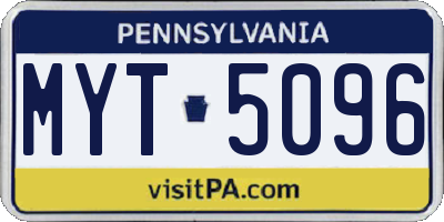 PA license plate MYT5096