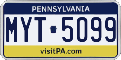 PA license plate MYT5099