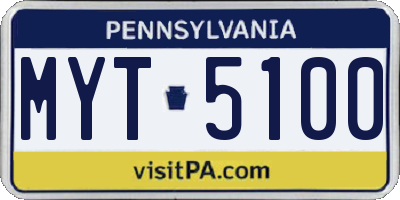 PA license plate MYT5100