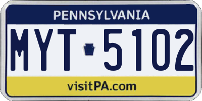 PA license plate MYT5102