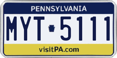 PA license plate MYT5111