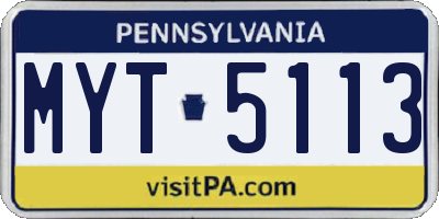 PA license plate MYT5113