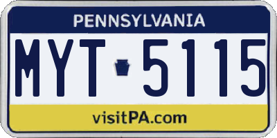 PA license plate MYT5115