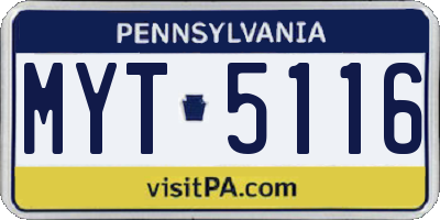 PA license plate MYT5116
