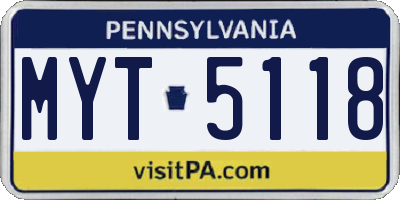 PA license plate MYT5118