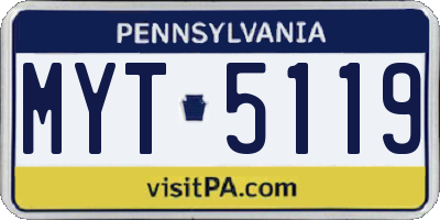 PA license plate MYT5119