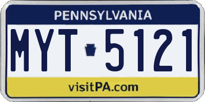 PA license plate MYT5121