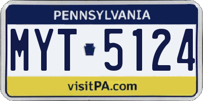 PA license plate MYT5124