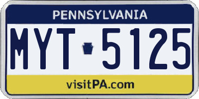 PA license plate MYT5125
