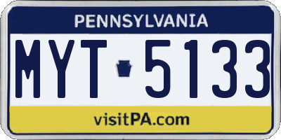PA license plate MYT5133