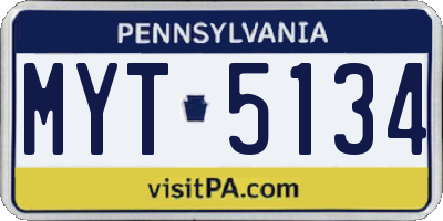 PA license plate MYT5134