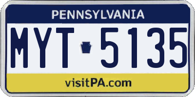 PA license plate MYT5135