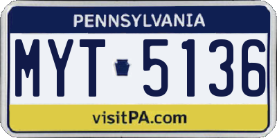 PA license plate MYT5136