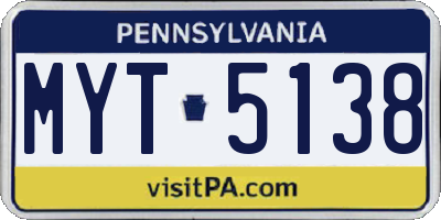 PA license plate MYT5138