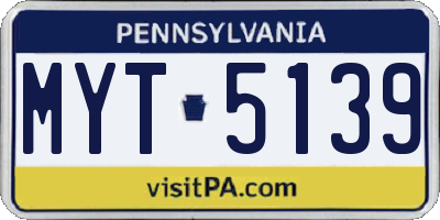 PA license plate MYT5139