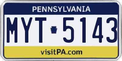 PA license plate MYT5143