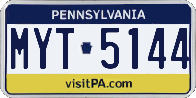 PA license plate MYT5144