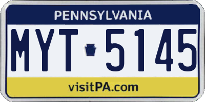 PA license plate MYT5145