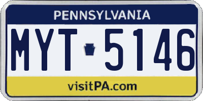 PA license plate MYT5146