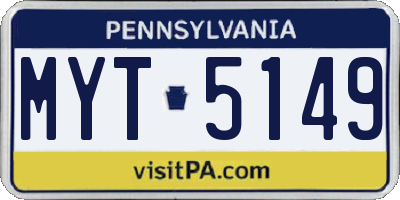 PA license plate MYT5149