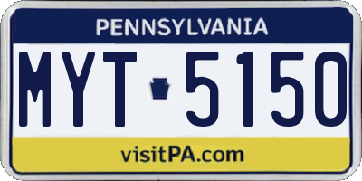 PA license plate MYT5150