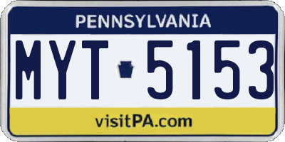 PA license plate MYT5153