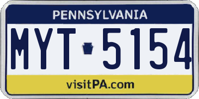 PA license plate MYT5154