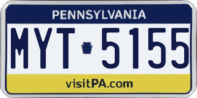 PA license plate MYT5155