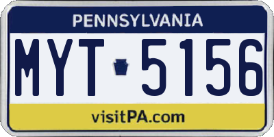 PA license plate MYT5156
