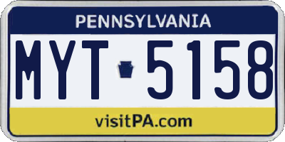 PA license plate MYT5158
