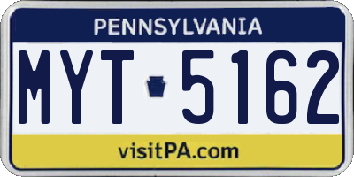 PA license plate MYT5162