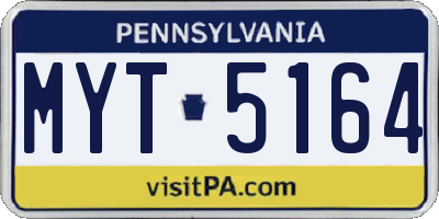 PA license plate MYT5164
