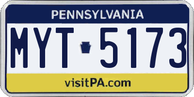 PA license plate MYT5173