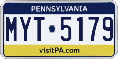 PA license plate MYT5179