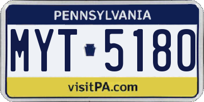PA license plate MYT5180