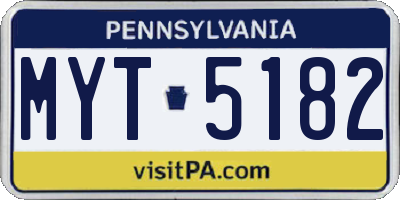 PA license plate MYT5182