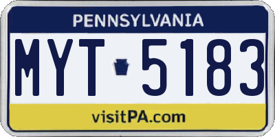 PA license plate MYT5183