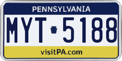 PA license plate MYT5188