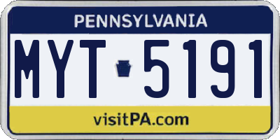 PA license plate MYT5191