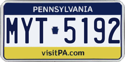 PA license plate MYT5192