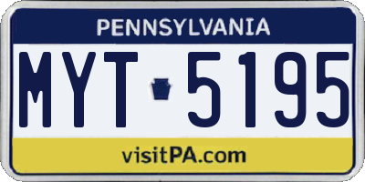 PA license plate MYT5195