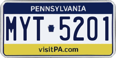 PA license plate MYT5201