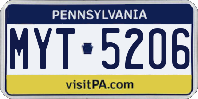 PA license plate MYT5206
