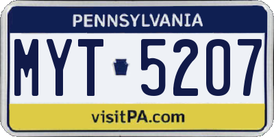 PA license plate MYT5207