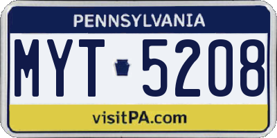 PA license plate MYT5208